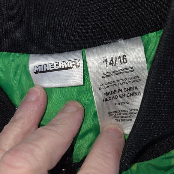 Minecraft 1416 Green Pixelated Creeper Bomber Jacket 4197 - Picture 7 of 10